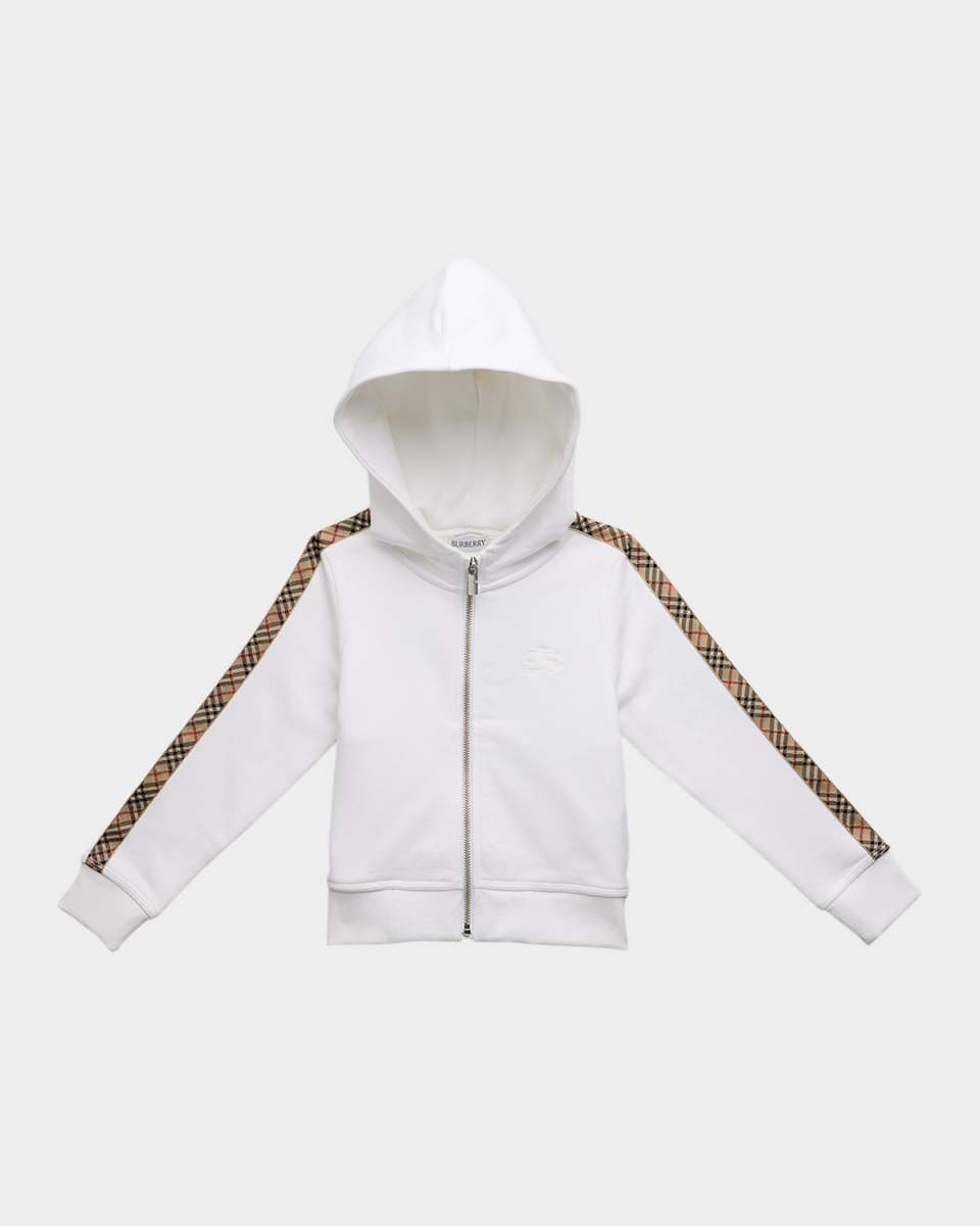 Girl's Elin Check Tape Zipped Hoodie, Size 3-14